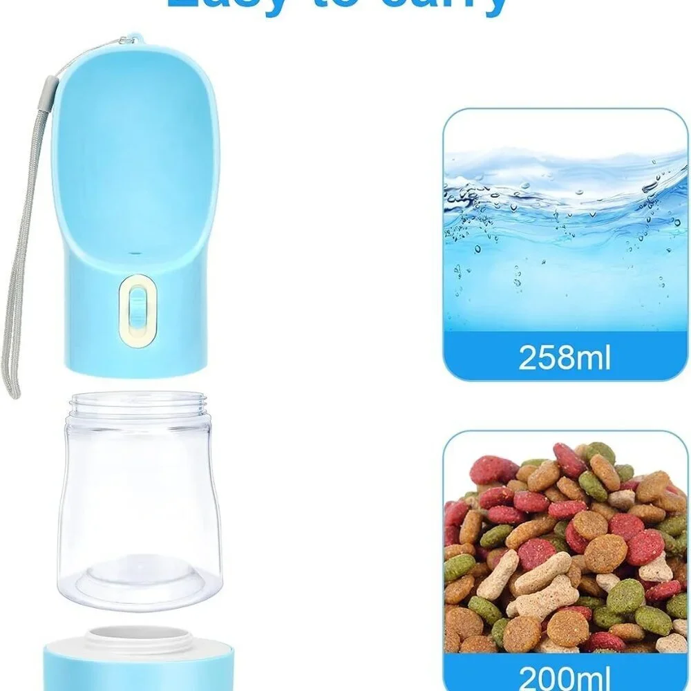 Portable Dog Water Bottle & Food Bowl | Leak-Proof Travel Dog & Cat Dispenser